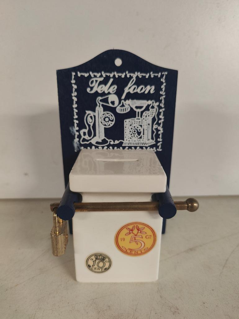 Vintage spaarpot telefoon - met sleutel, Ophalen of Verzenden, Zo goed als nieuw