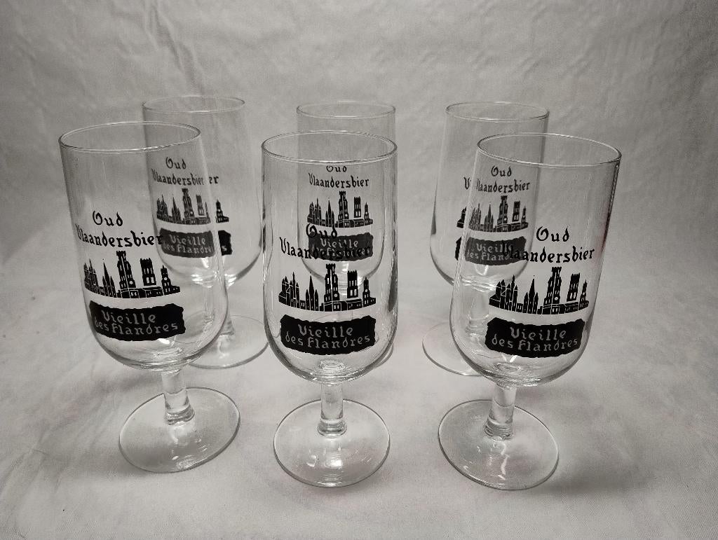 6 bierglazen "Oud Vlaandersbier / Vieille des Flandres", Verzamelen, Ophalen of Verzenden, Zo goed als nieuw, Glas of Glazen