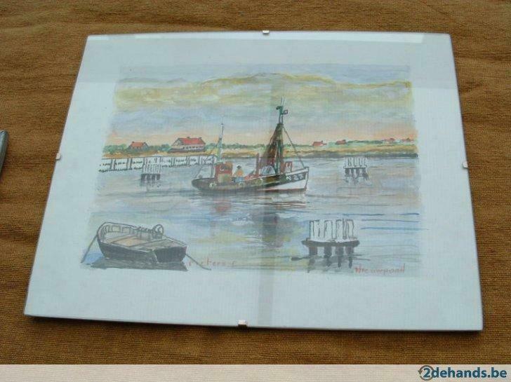 aquarel van nieuwpoort, Antiek en Kunst, Ophalen of Verzenden