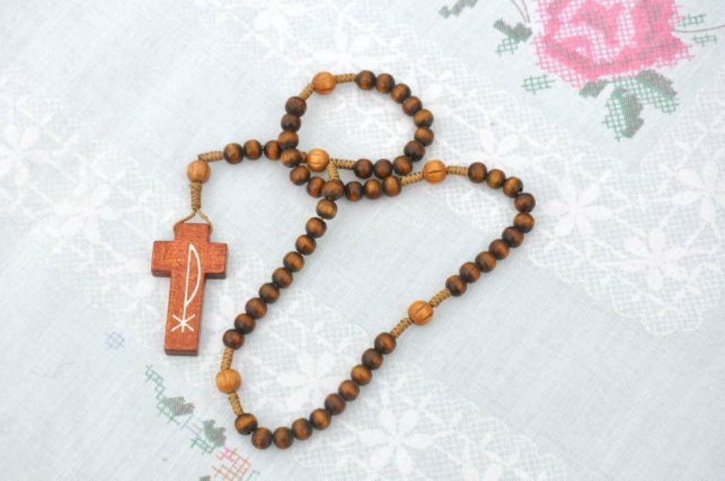 § chapelet perles rondes bois, Ophalen of Verzenden