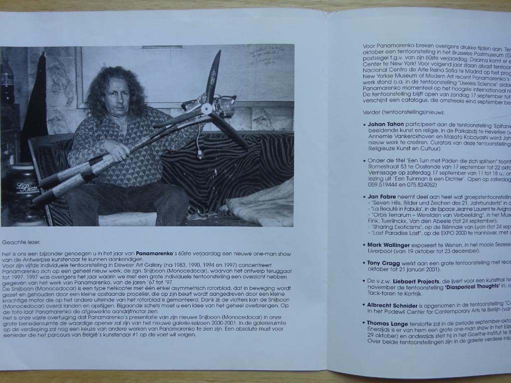 Panamarenko 2000 invitatie /folder Deweer Otegem, Enlèvement ou Envoi, Comme neuf, Dépliant