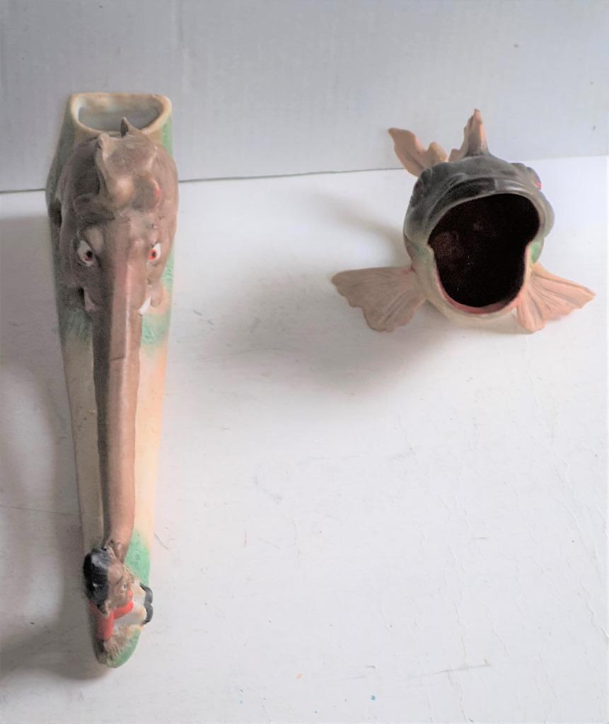 Bisque porselein funny olifant en karper - vaasjes antiek, Antiek en Kunst, Ophalen of Verzenden