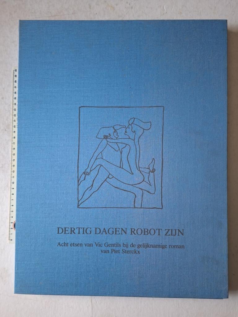 Kunstmap met 8 etsen van Vic Gentils Dertig dagen robot zijn, Antiquités & Art, Art | Eaux-fortes & Gravures, Enlèvement ou Envoi