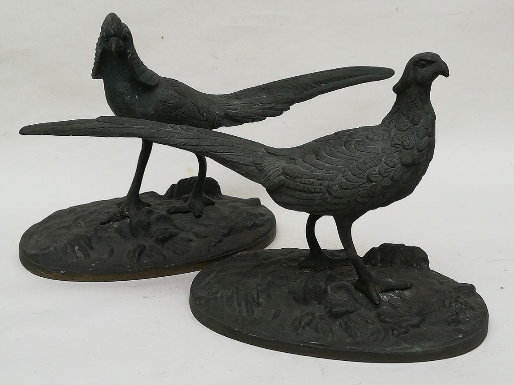 Deux jolies statues en bronze - oiseaux - Français - 19ième, Antiquités & Art, Enlèvement ou Envoi