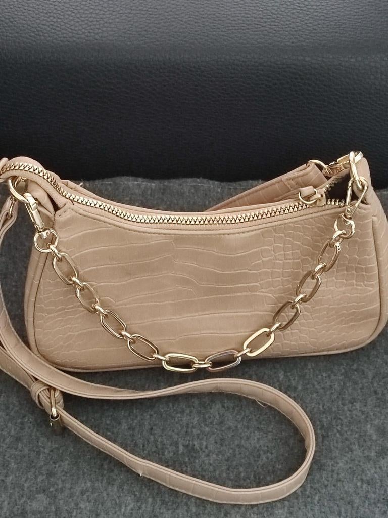 Handtas H 16 cm L 24 cm, Handtassen en Accessoires, Ophalen of Verzenden, Zo goed als nieuw, Beige, Handtas