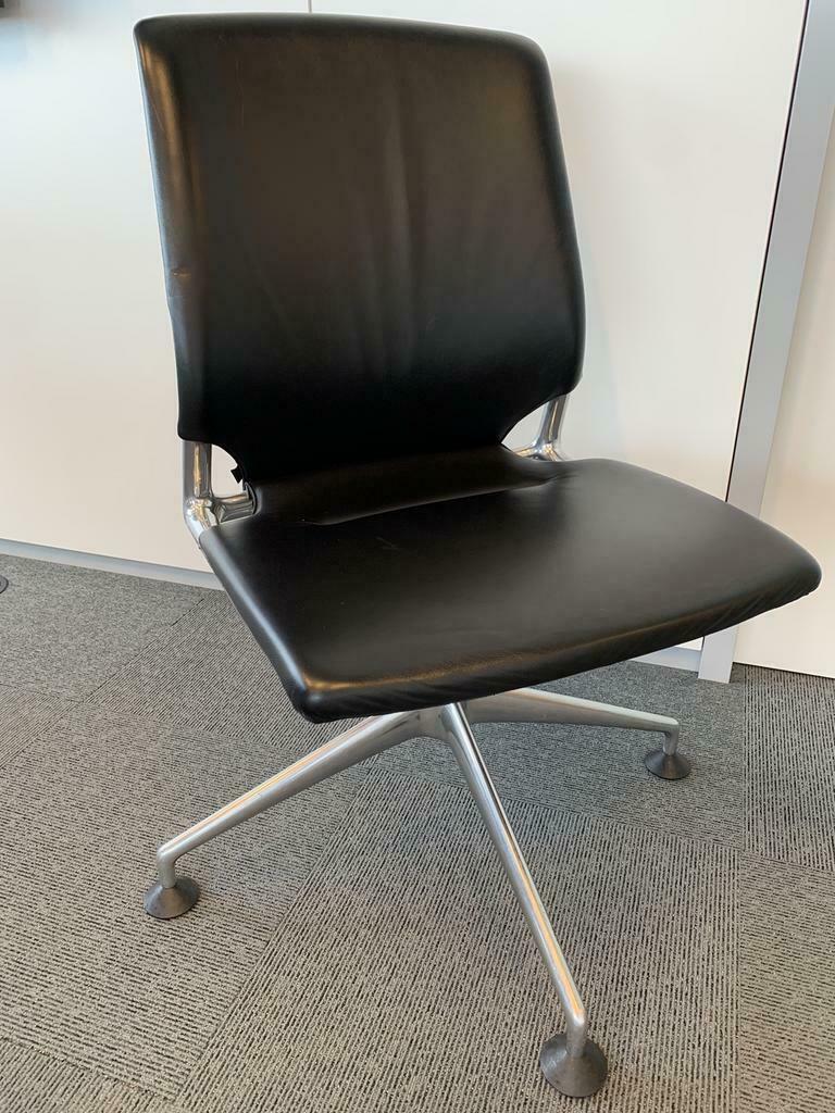 Originele Vitra MEDA chair - zwart leer, Enlèvement ou Envoi, Noir, Chaise de bureau