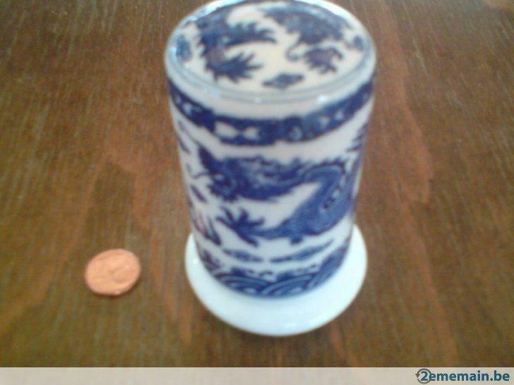 blauwe en witte Chinese draak porseleinen den pick houder, Ophalen, Gebruikt