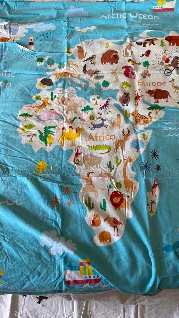 Donsovertrek voor kinderen 1persoon wereldkaart, Garçon ou Fille, Housse de couette, Enlèvement, Utilisé