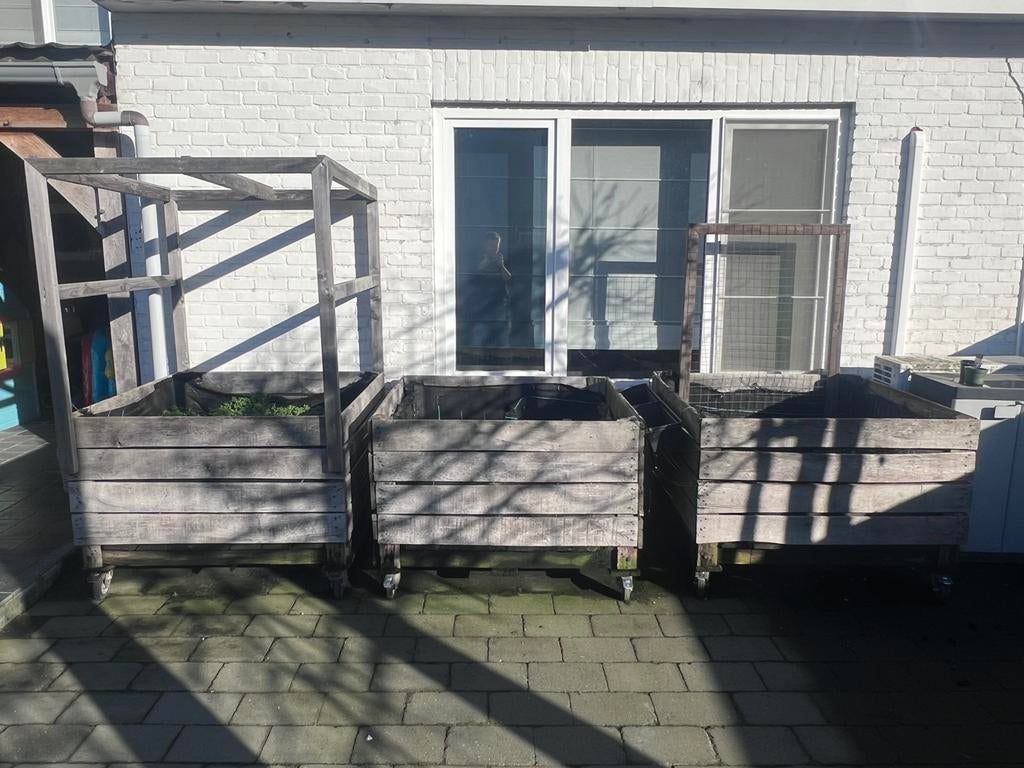 Fruitkist moestuinbak, Tuin en Terras, Bloembakken en Plantenbakken, Gebruikt, Hout, Vierkant, Ophalen