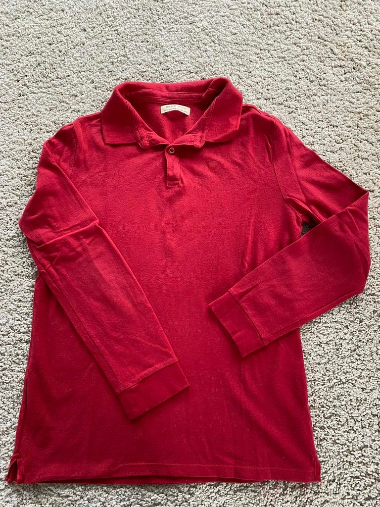 Rode en blauwe polo met lange mouwen maat 164, Kinderen en Baby's, Kinderkleding | Maat 164, Jongen of Meisje, Ophalen of Verzenden