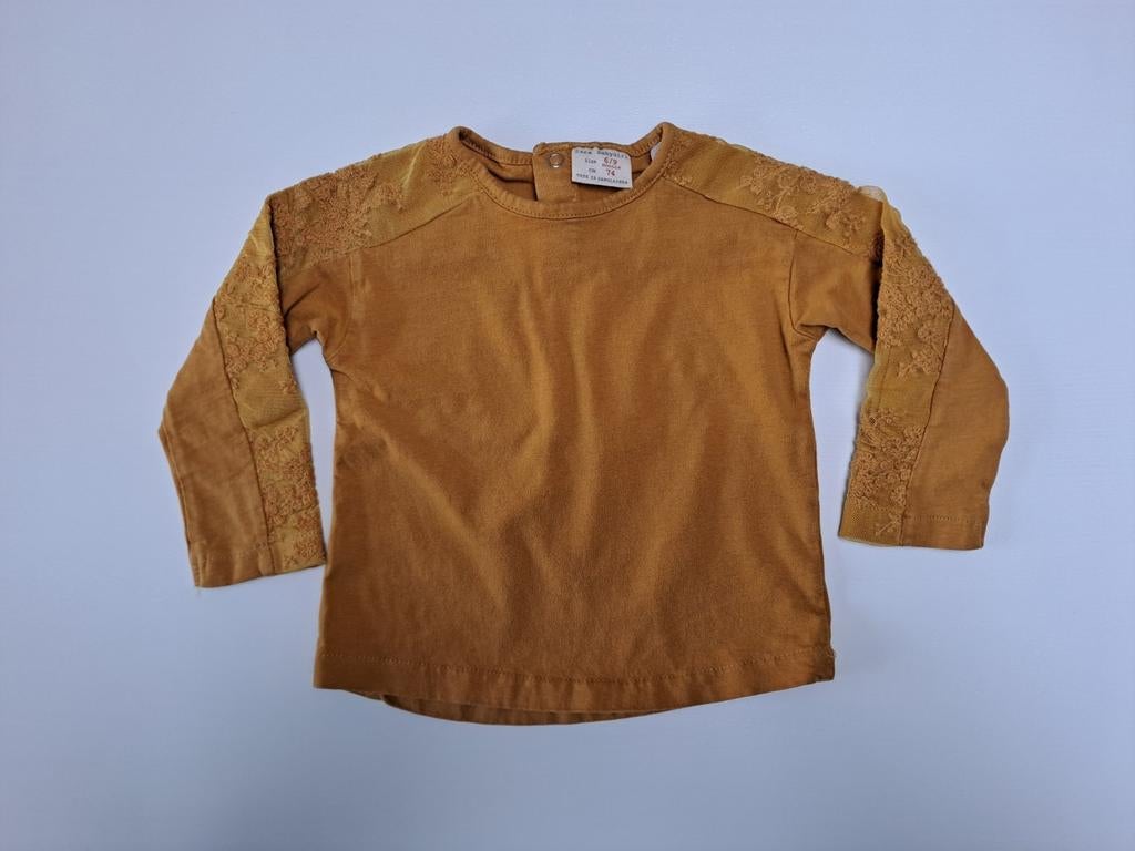 Blouse en dentelle t 74 Ochre, Enlèvement ou Envoi, Comme neuf, Zara, Chemisette ou Manches longues