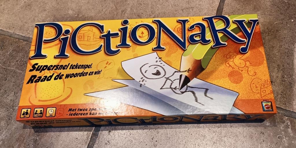 Pictionary bordspel, Drie of vier spelers, Ophalen of Verzenden, Zo goed als nieuw, Mattel