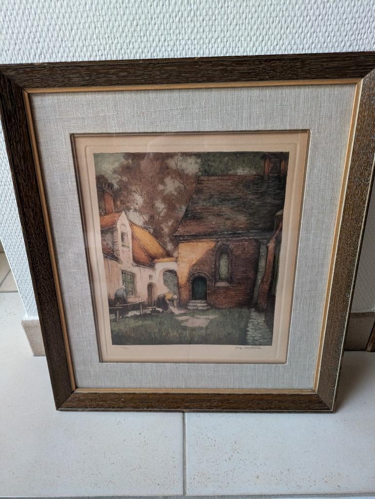 Ets vanAlf Van Nesten,gekleurde ets, Ophalen of Verzenden