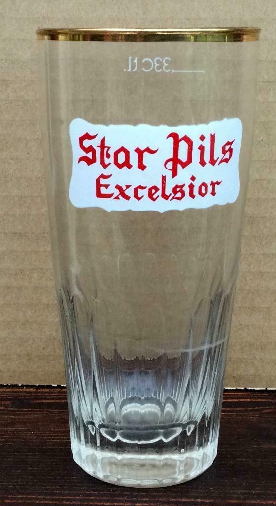 bier brouwerij glas Star pils Excelsior rood-wit  Gent, Collections, Enlèvement ou Envoi, Comme neuf