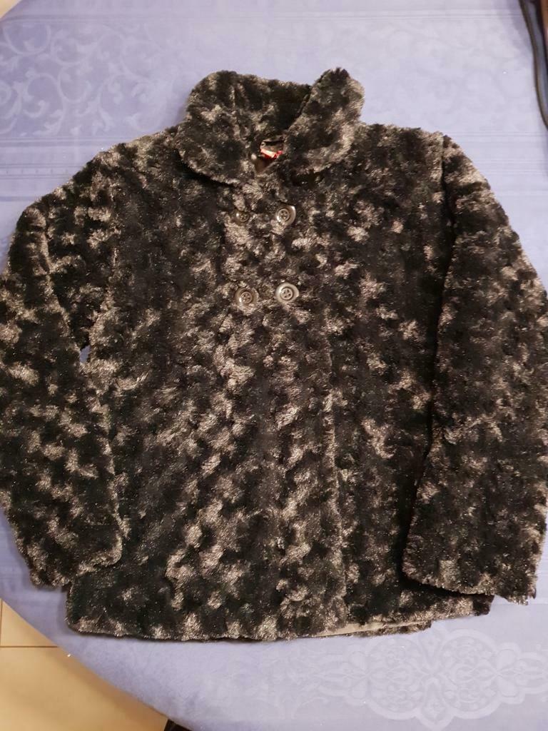 Mantel bont zwart m 128 / 134, Ophalen of Verzenden, Zo goed als nieuw, Meisje, Jas