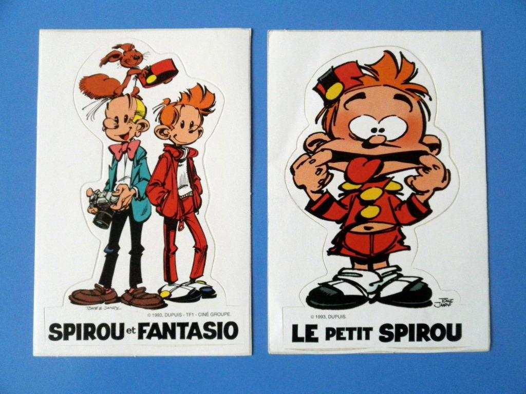 2 autocollants Spirou et Fantasio + Petit Spirou 1993, Enlèvement, Comme neuf, Tome et Janry