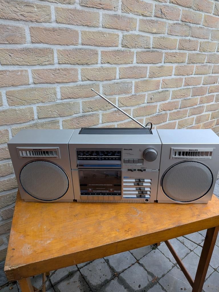 Boombox radiotape Phillips Vintage, Ophalen of Verzenden, Zo goed als nieuw, Radio