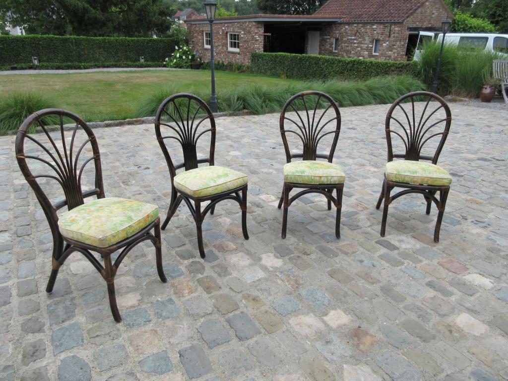 4 stoelen in bambou rotan stoelen voor terras veranda tuin, Antiek en Kunst, Ophalen