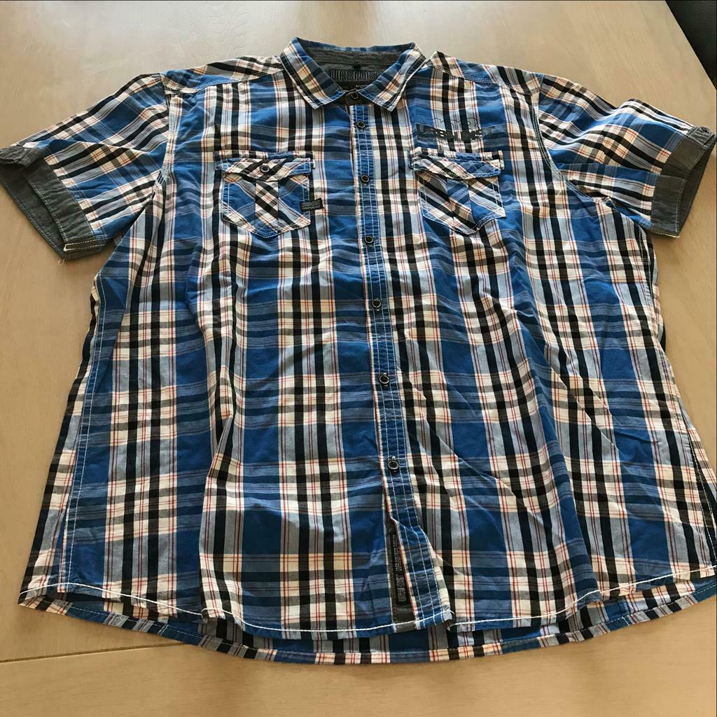 Blauw/rood/wit geruit hemd Angelo Litrico maat 45/46, Ophalen, Blauw