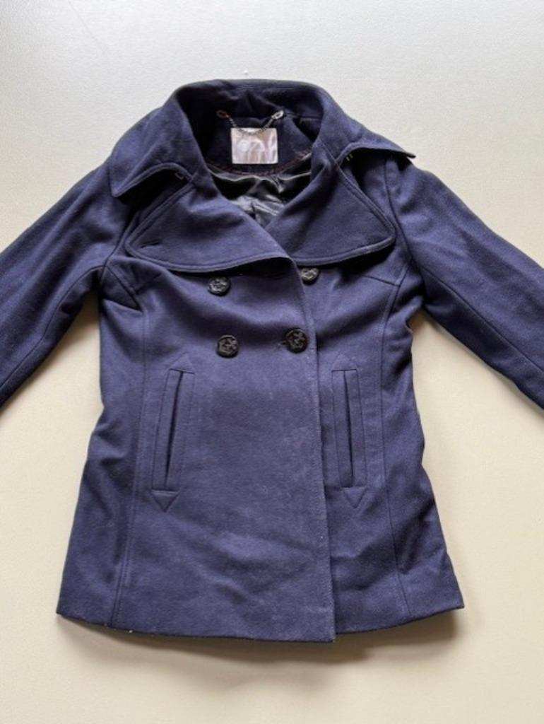Donkerblauw wollen jasje van BZR Bruuns Bazaar mt 36, Bruuns Bazaar, Maat 36 (S), Gedragen, Verzenden