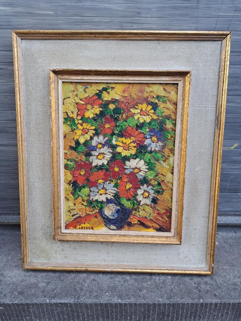 Huile sur panneau fleurs signe Armand lacour, Antiquités & Art, Art | Peinture | Classique, Enlèvement ou Envoi
