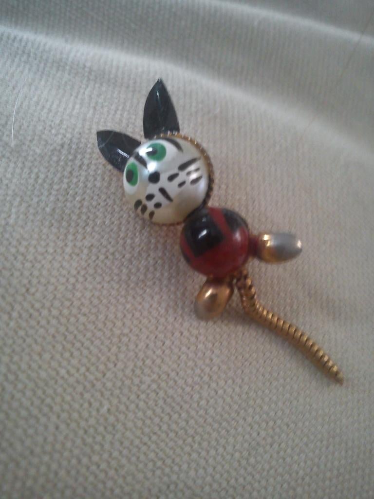 Broche chat vintage des années 50, Bijoux, Sacs & Beauté, Broches, Enlèvement ou Envoi, 4 à 7 cm, Cuivre, Neuf