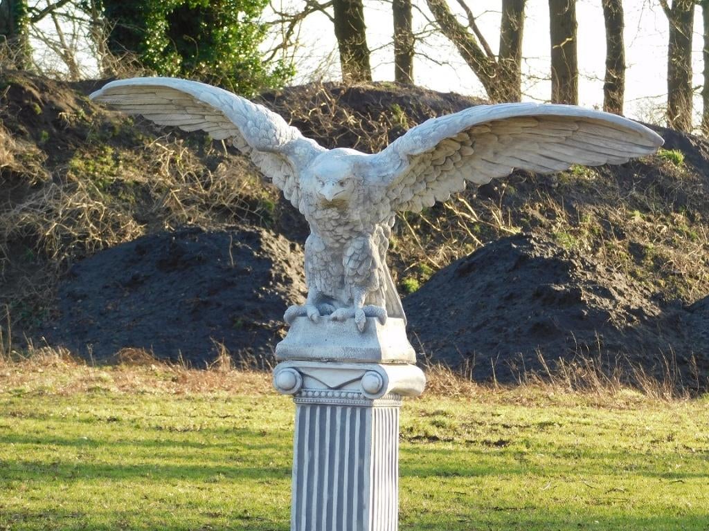 Statue d'aigle XXL - 175 cm - Pierre, Jardin & Terrasse, Statues de jardin, Animal, Pierre, Enlèvement ou Envoi