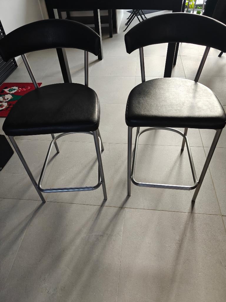 2 barstoelen lederen zit, Huis en Inrichting, Barkrukken, Ophalen, Zo goed als nieuw, 90 cm of meer, Leer