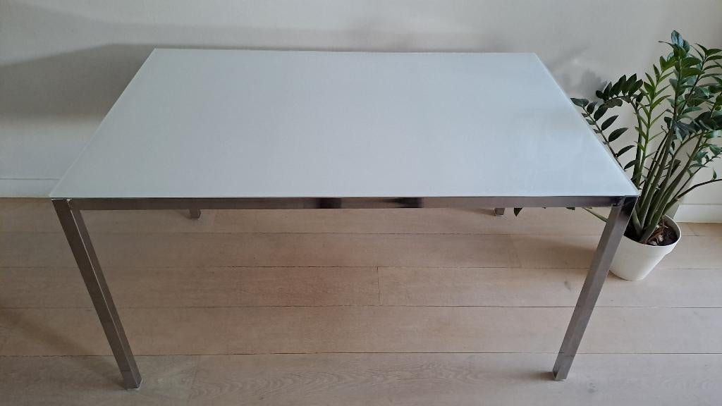 Witte tafel Ikea Torsby, 100 à 150 cm, Quatre personnes, Verre, Enlèvement