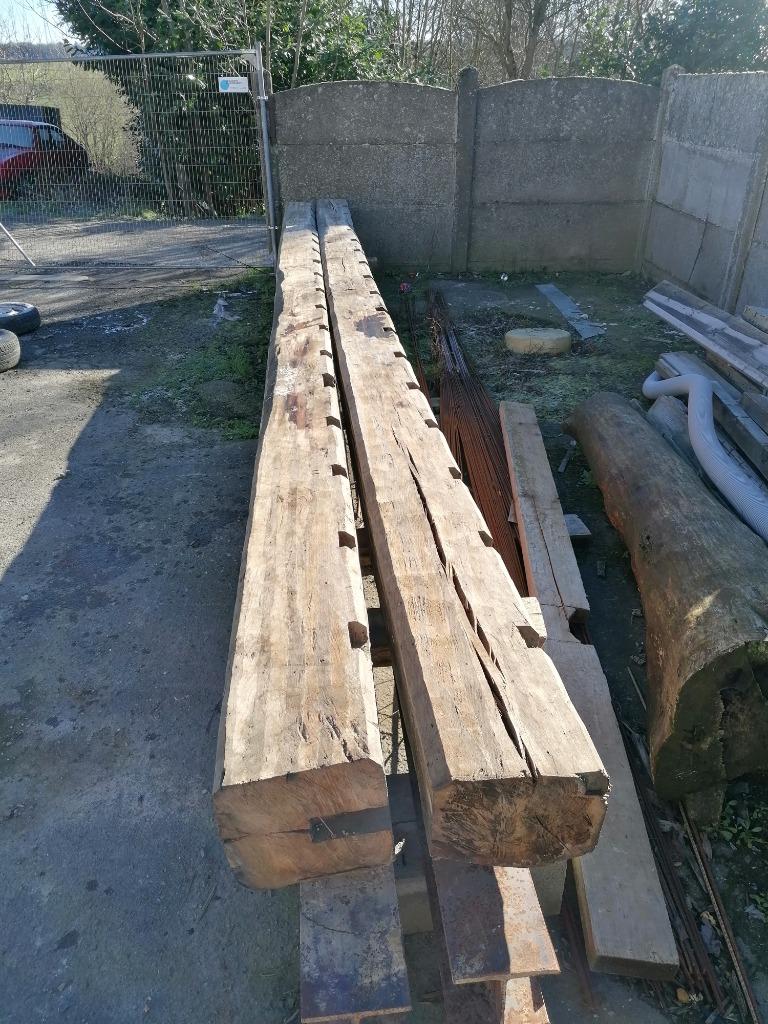 lot de 2 poutres en chêne, Bois dur, Enlèvement, Utilisé, 250 cm ou plus
