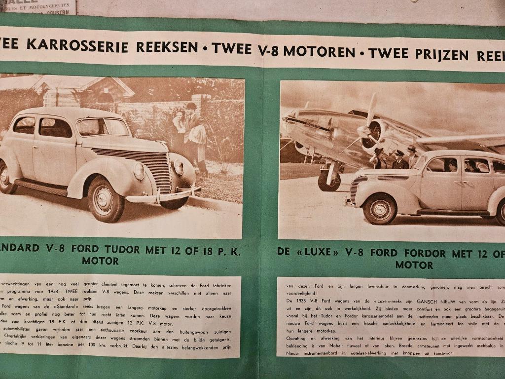 FORD V8 1938 DEPLIANT Neerlandais, Envoi, Ford