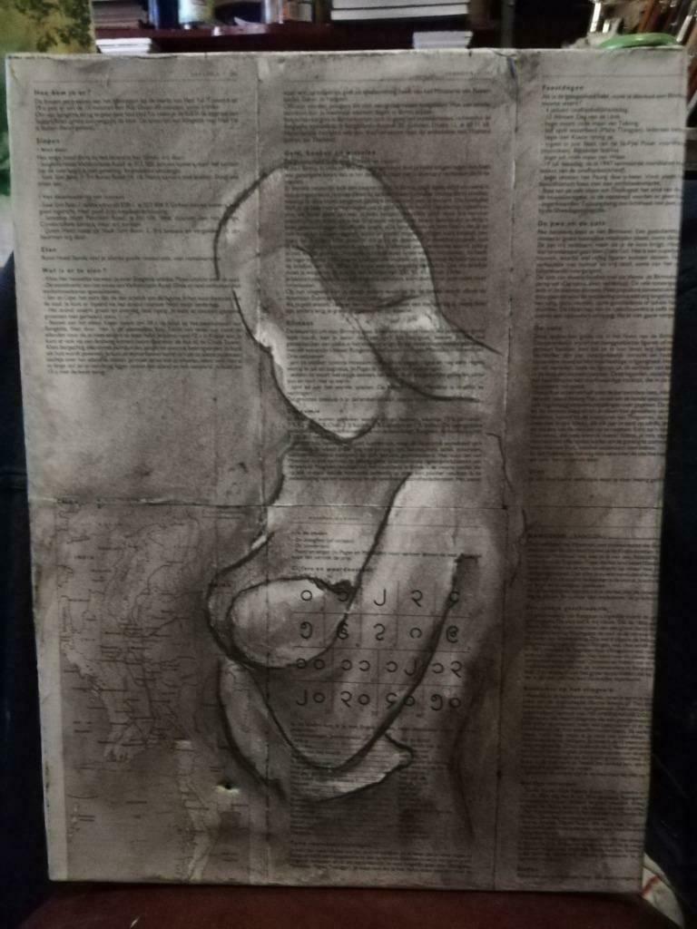* A Leroy, dessin au fusain 'Mère et enfant', Enlèvement