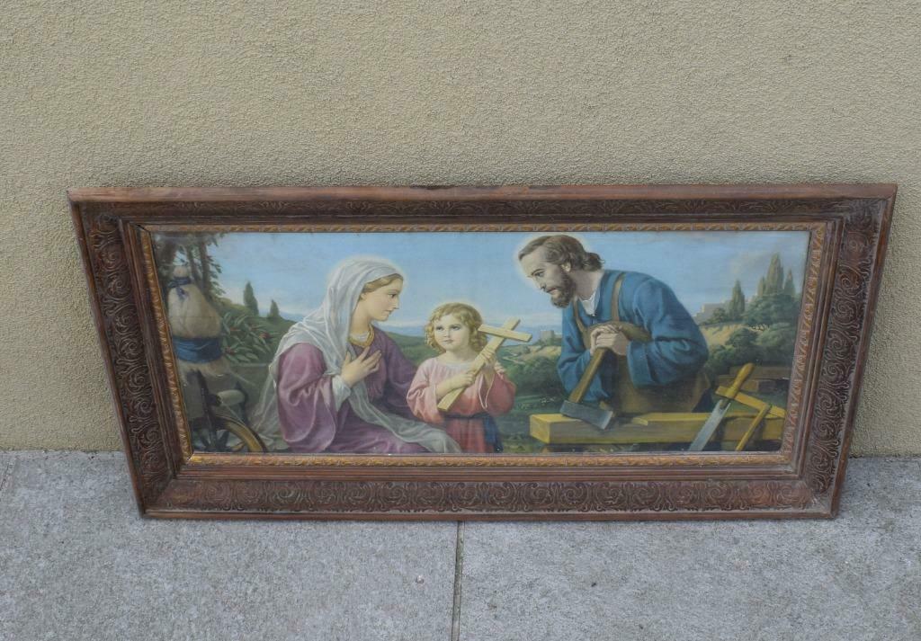 Peinture biblique avec cadre en bois sculpté, Enlèvement