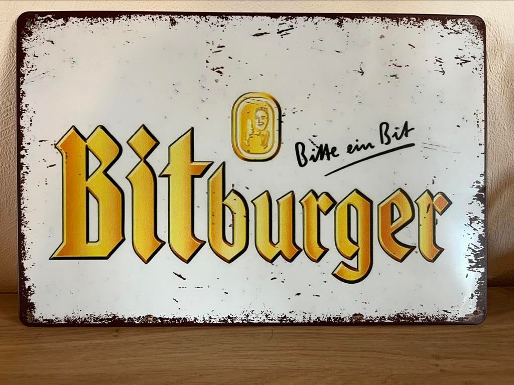 Bitburger metalen plaat, Ophalen of Verzenden, Zo goed als nieuw
