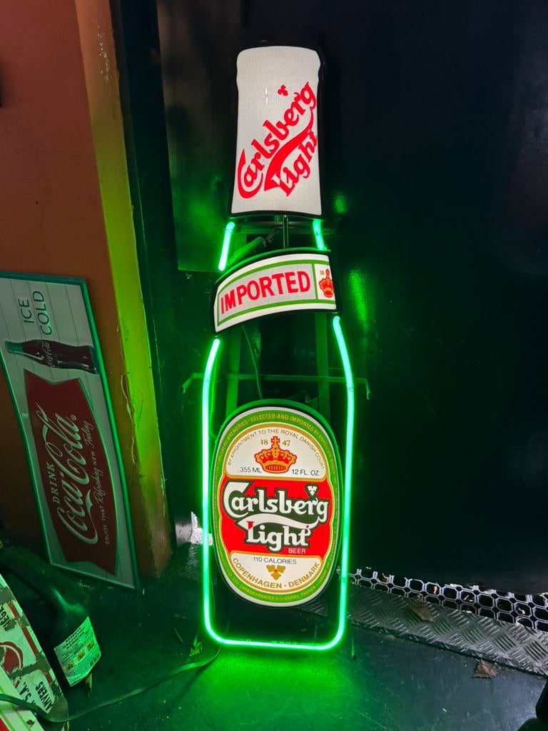 Éclairage au néon publicitaire ancien Carlsberg Beer, Enlèvement, Utilisé, Table lumineuse ou lampe (néon)