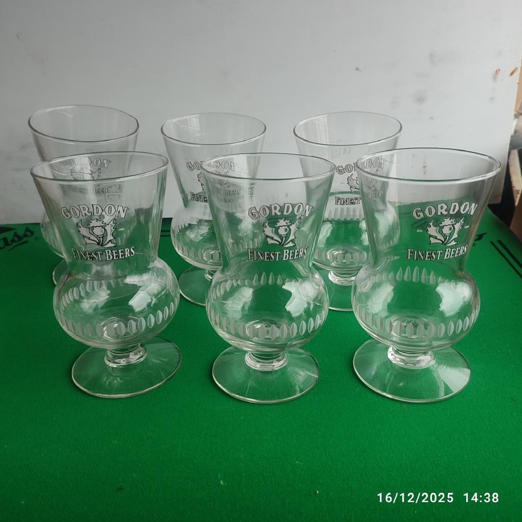 6 verres à bière GORDON ., Enlèvement, Comme neuf, Verre ou Verres, Autres marques
