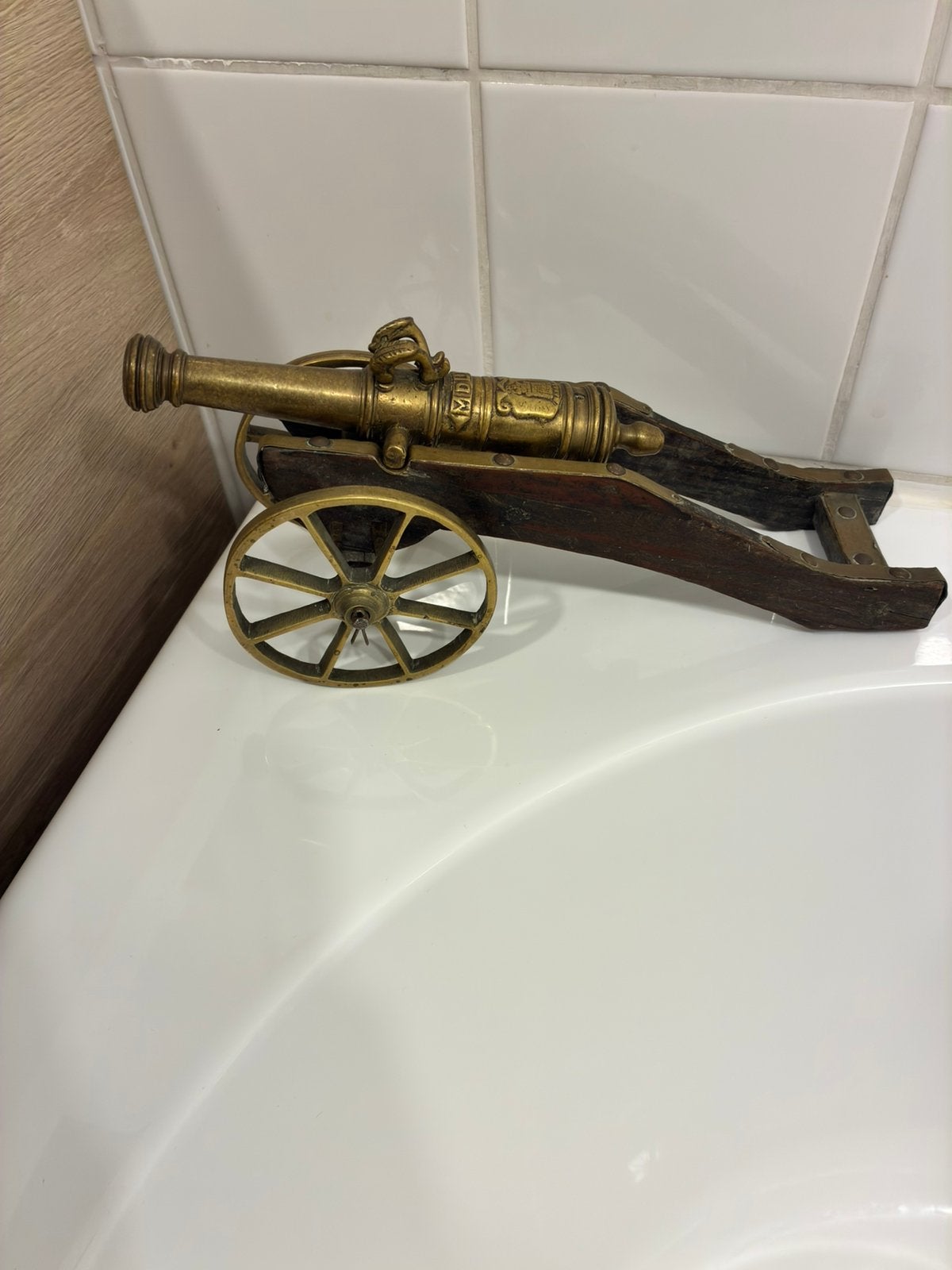 Canon miniature en bronze sur ses roues XIXe S, Antiek en Kunst, Ophalen of Verzenden, Brons