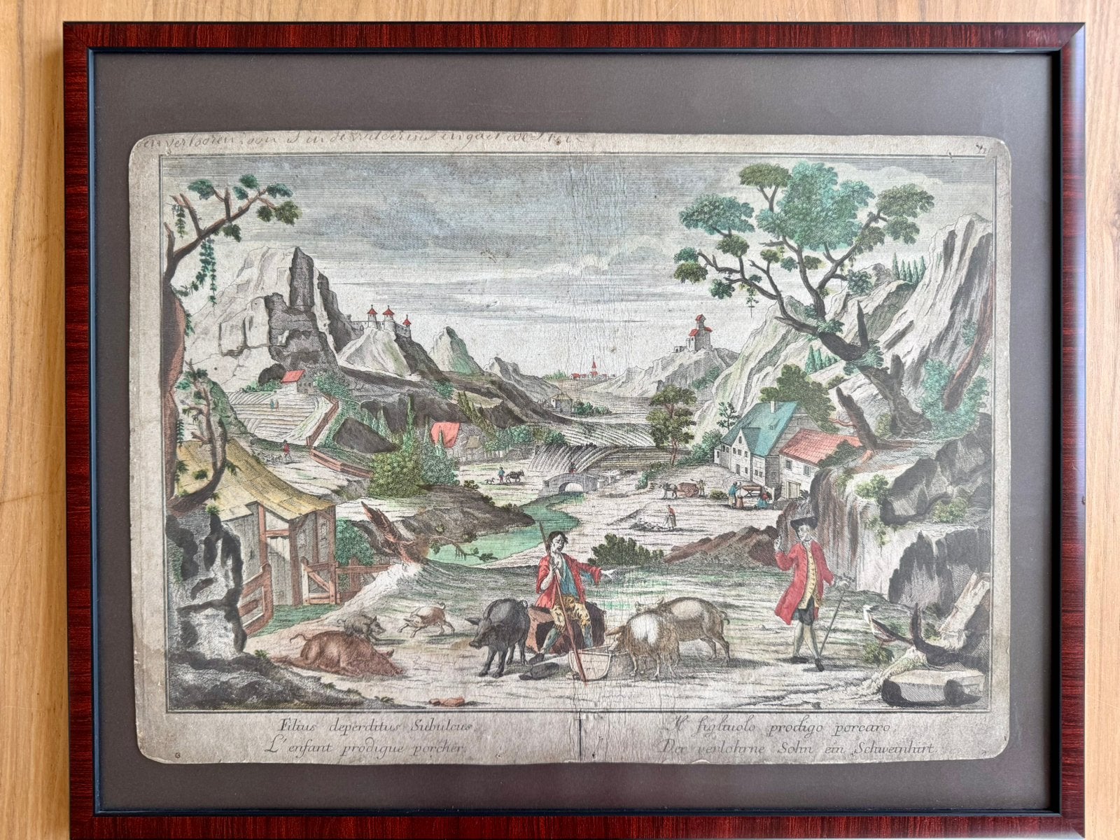 L'Enfant prodigue porcher — XVIIIe siècle, Enlèvement ou Envoi, Eau-forte, Estampe, Sous verre