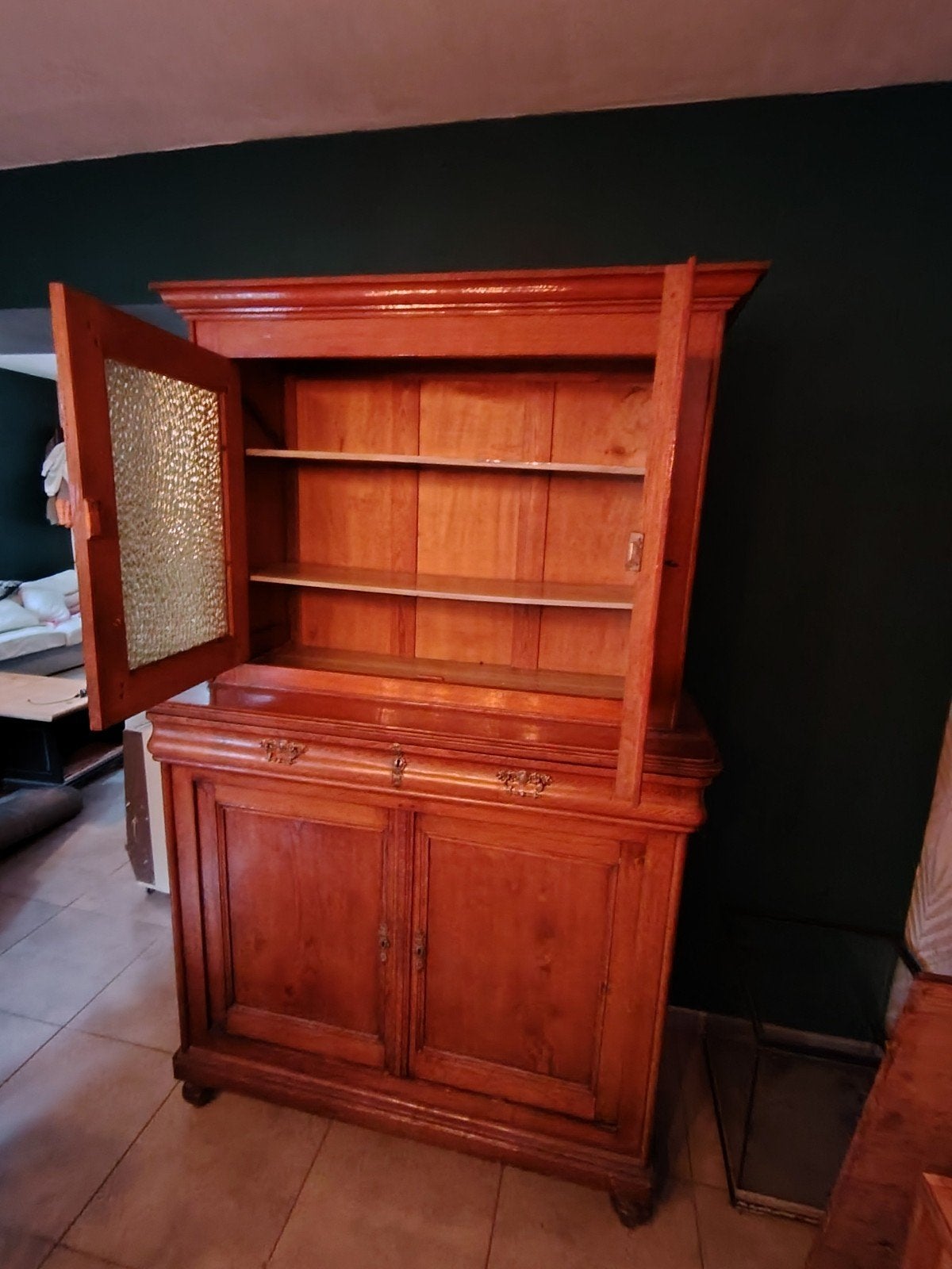 Buffet deux corps ancien en chêne, style Louis-Philippe, Maison & Meubles, Chêne, Louis Philippe, 100 à 150 cm, Enlèvement