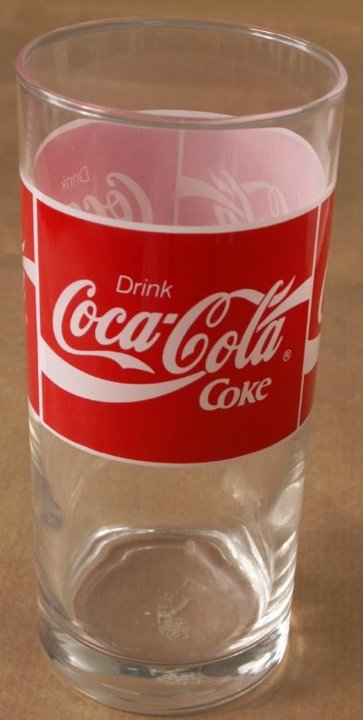 Coca Cola Glas met rode band 3x logo  Coca-Cola Coke, Ophalen of Verzenden, Nieuw