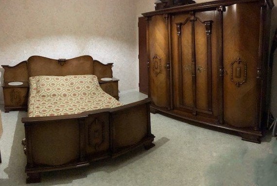 Enlèvement GRATUIT chambre à coucher rétro vintage complète, Enlèvement, Utilisé, Deux personnes, Retro vintage