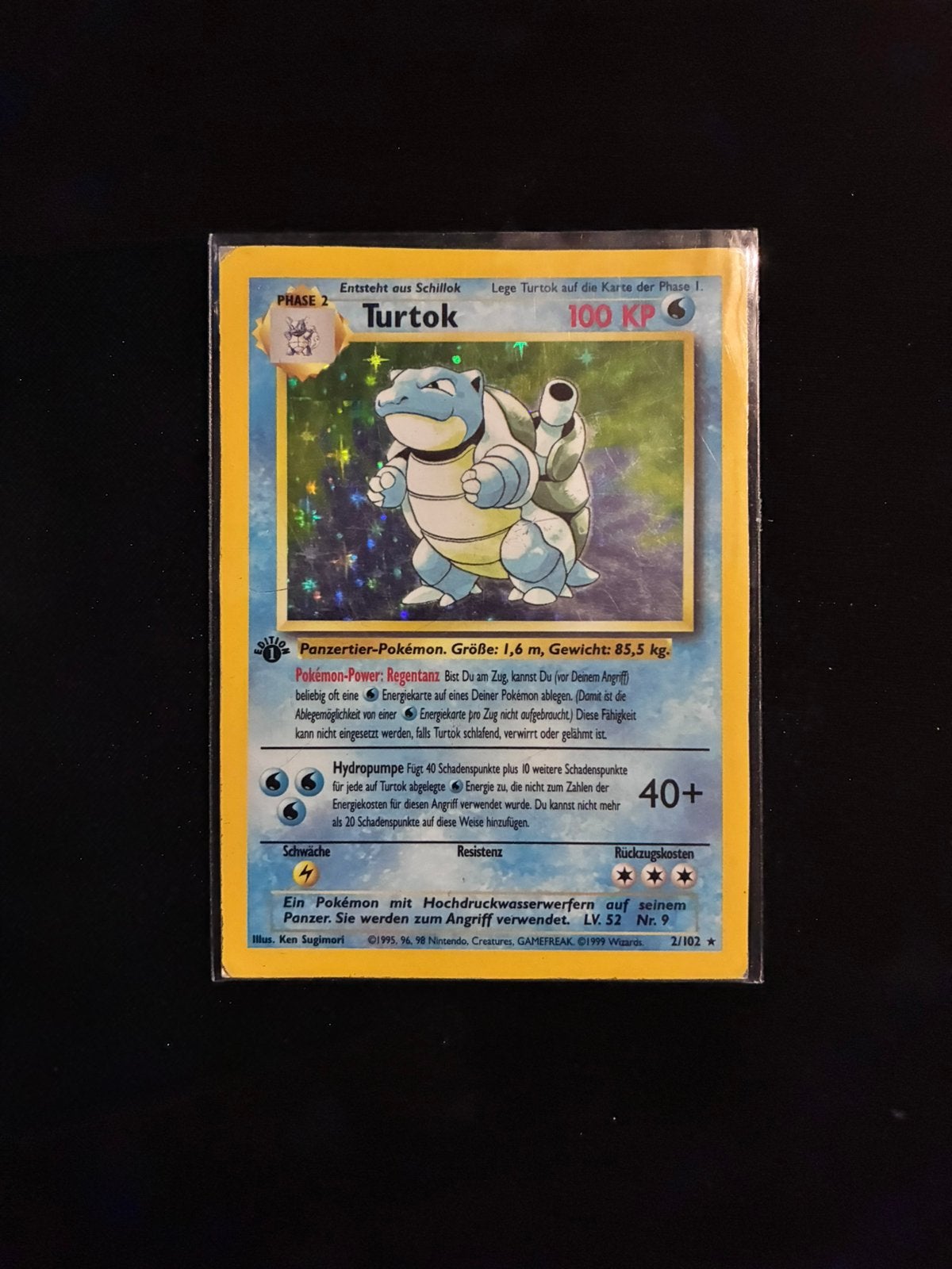 Turtok 2/102 1e editie Base Set (holo) duits, Hobby en Vrije tijd, Verzamelkaartspellen | Pokémon, Ophalen of Verzenden, Gebruikt