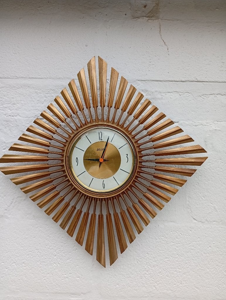 Grande Horloge Murale Vintage 1964 Syroco 40x40cm, Enlèvement ou Envoi