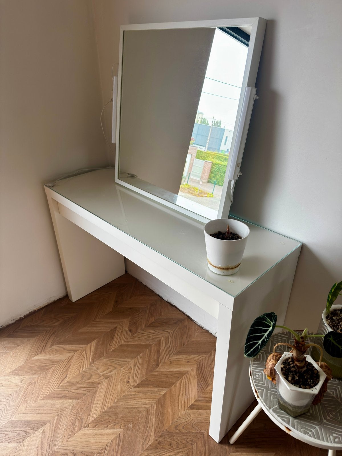 Make up tafel met spiegel + lampen, Huis en Inrichting, Ophalen, Gebruikt