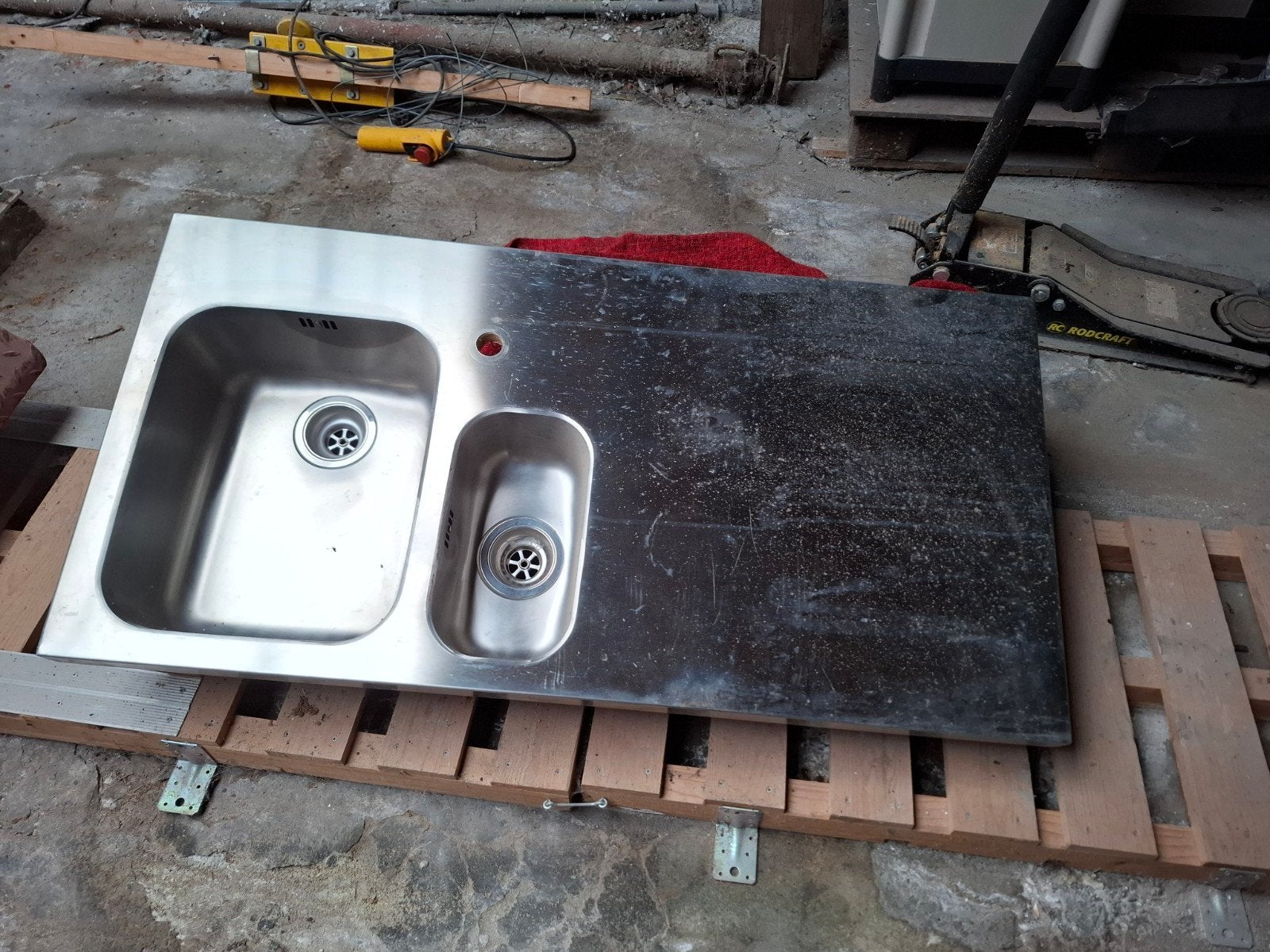maatwerk spoeltafel en werkblad inox Franke, Ophalen, Gebruikt, Inox