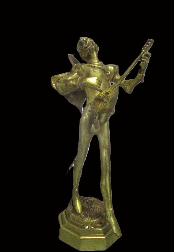 Auguste De Wever (1836—1910) Statue en bronze, Statue, Enlèvement ou Envoi, Marqué, Doré