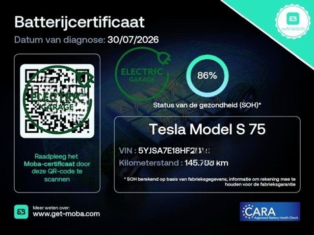 Tesla Model S75 *Supercharge gratuite*, Essai à domicile, Achat, Euro 6, Entreprise