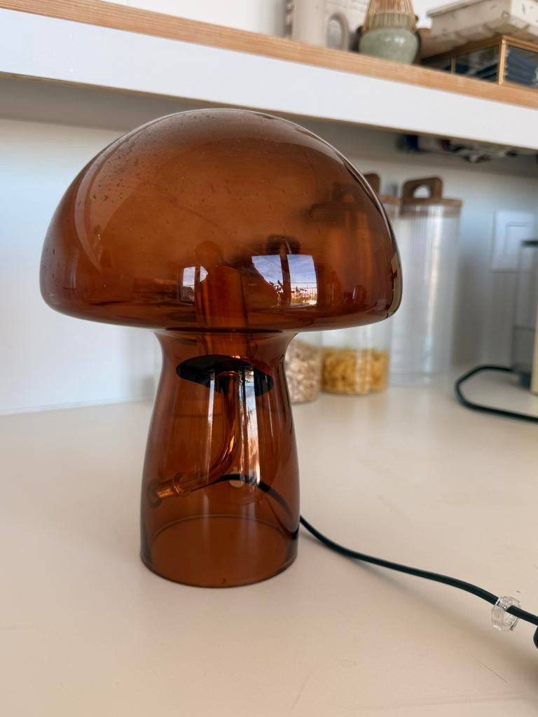 Champignon lamp, Ophalen, Zo goed als nieuw, Glas, Minder dan 50 cm