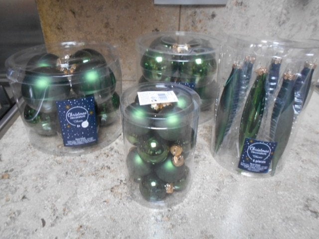 Boules de Noël en verre vert - 38 pièces, Enlèvement ou Envoi, Comme neuf