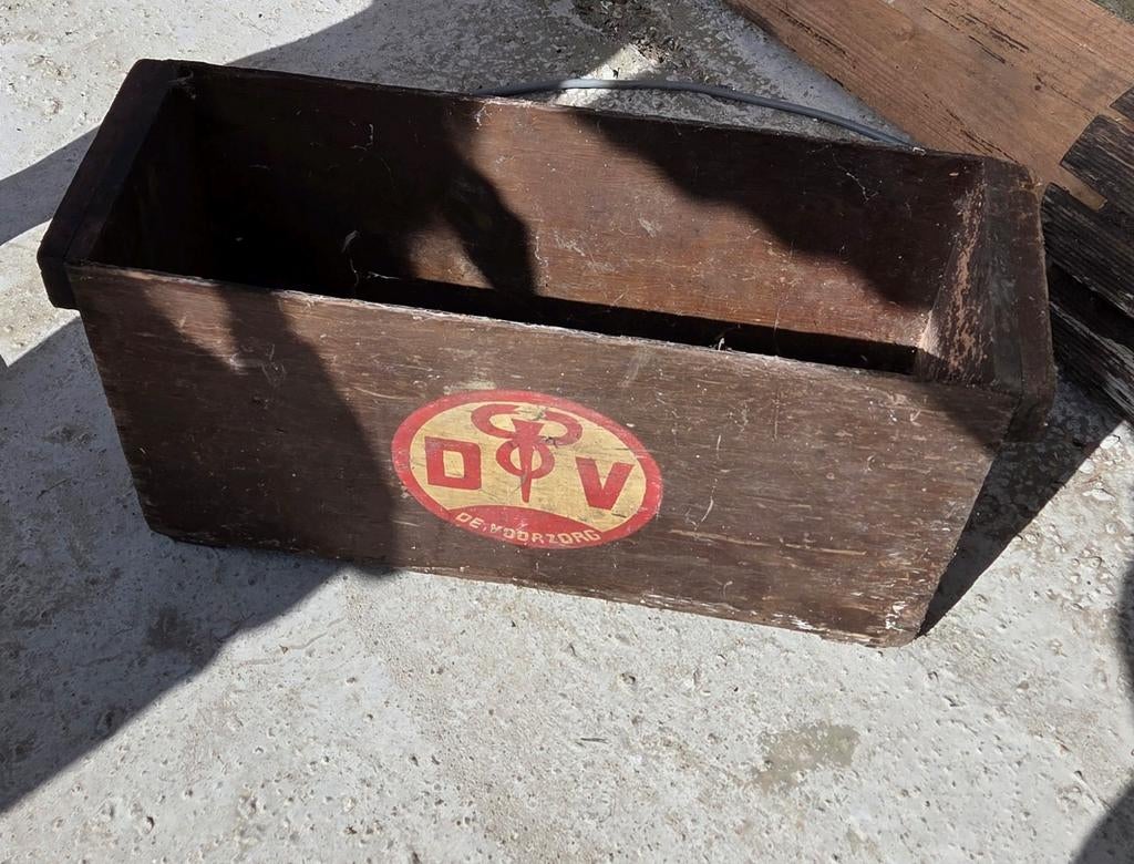Authentieke vintage houten medicijnkist van de, Enlèvement